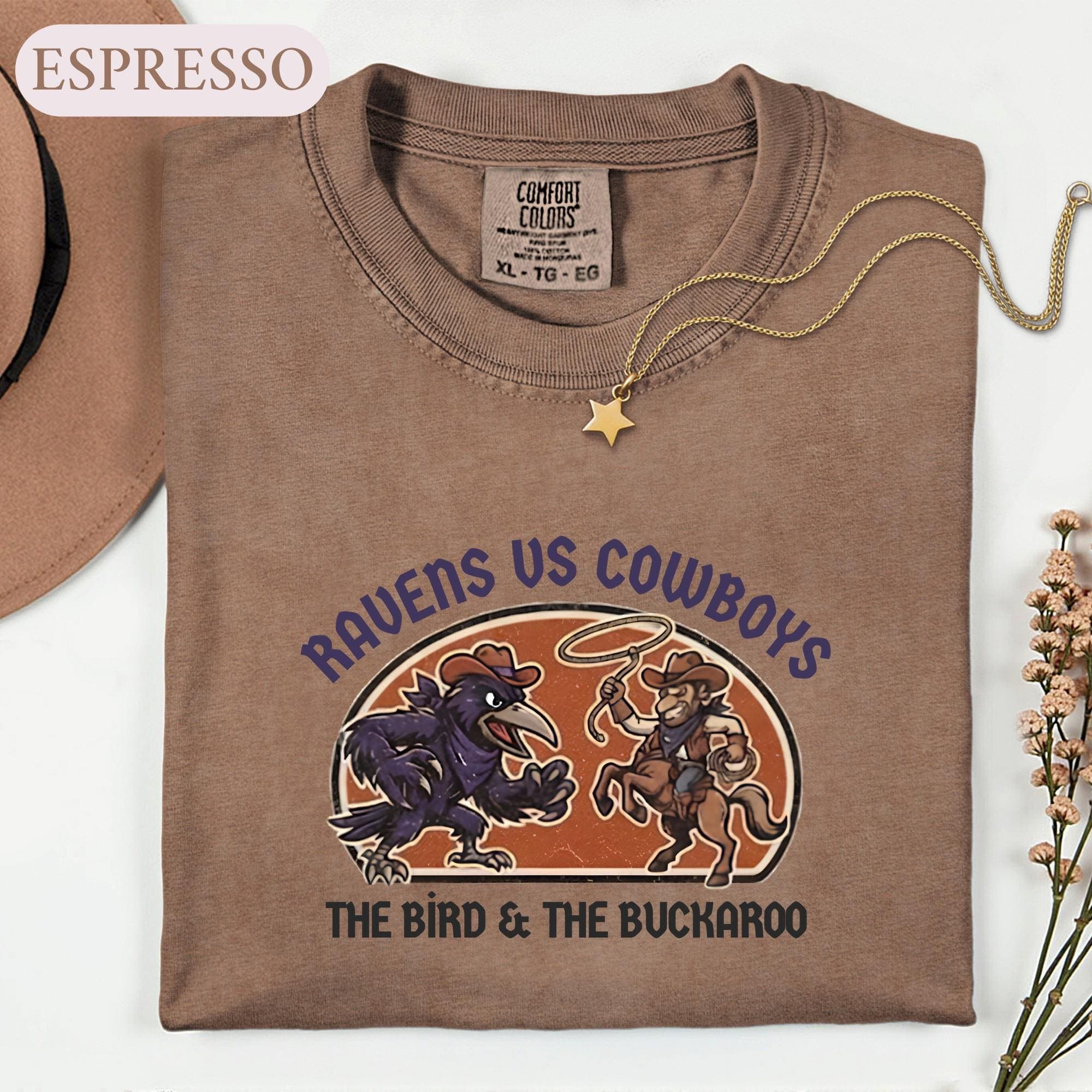 Ravens vs Cowboys Shirt, Funny Football Rivalry Tee, Western Game Day Graphic Tshirt, Retro Sports Fan Top, Vintage Buckaroo Gift