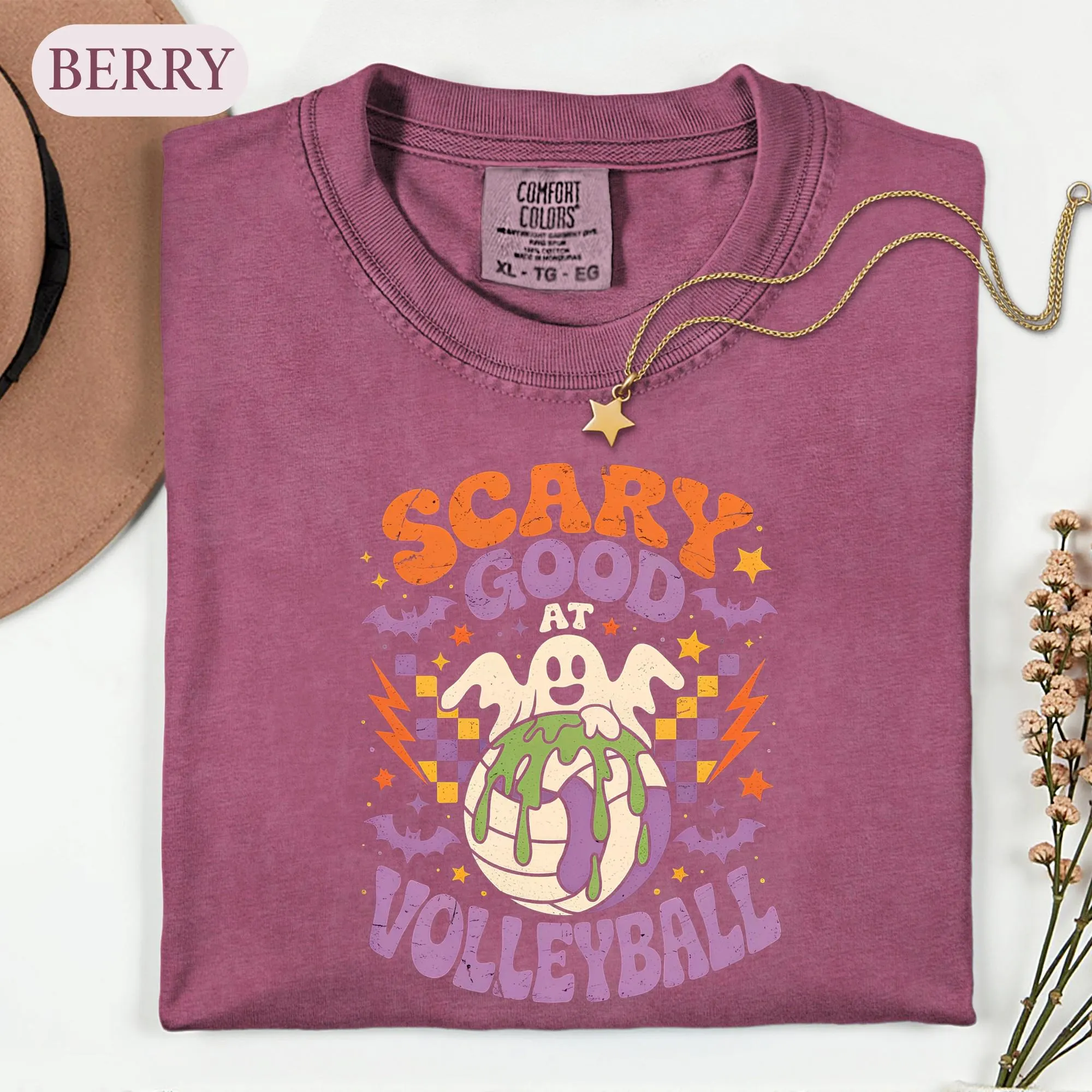 Scary Good At Volleyball Shirt, Halloween Sports Ghost Tee, Cute Spooky Player Tshirt, Retro Game Day Graphic, Volleyball Coach Gift
