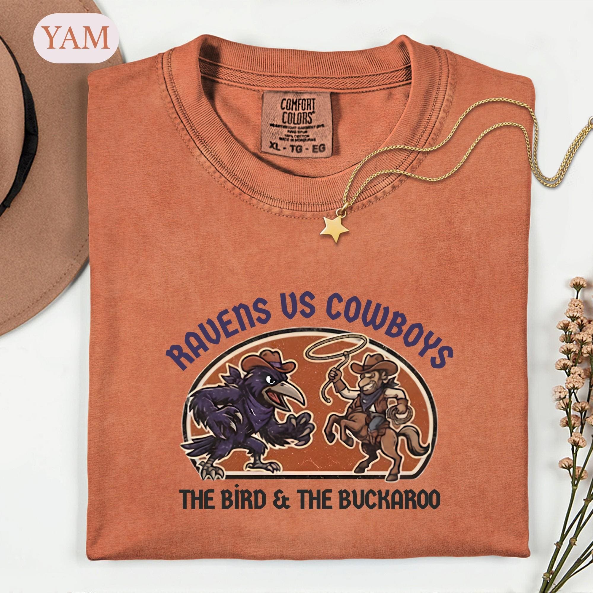 Ravens vs Cowboys Shirt, Funny Football Rivalry Tee, Western Game Day Graphic Tshirt, Retro Sports Fan Top, Vintage Buckaroo Gift