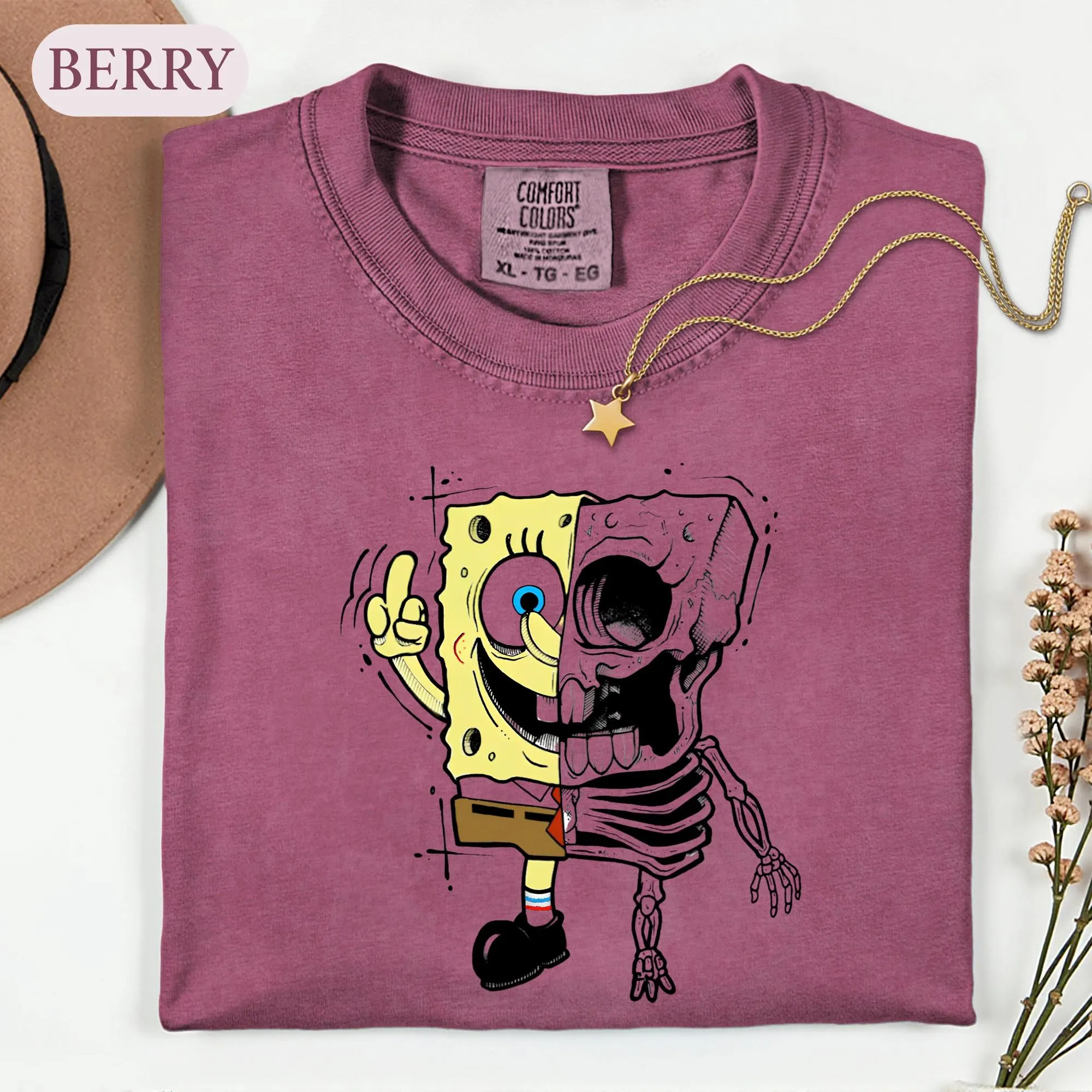 Creepy Cartoon Skeleton Shirt, Half Skull Retro Graphic Tee, Edgy Spooky Horror Tshirt, Gothic Streetwear Sweatshirt, Horror Fan Gift