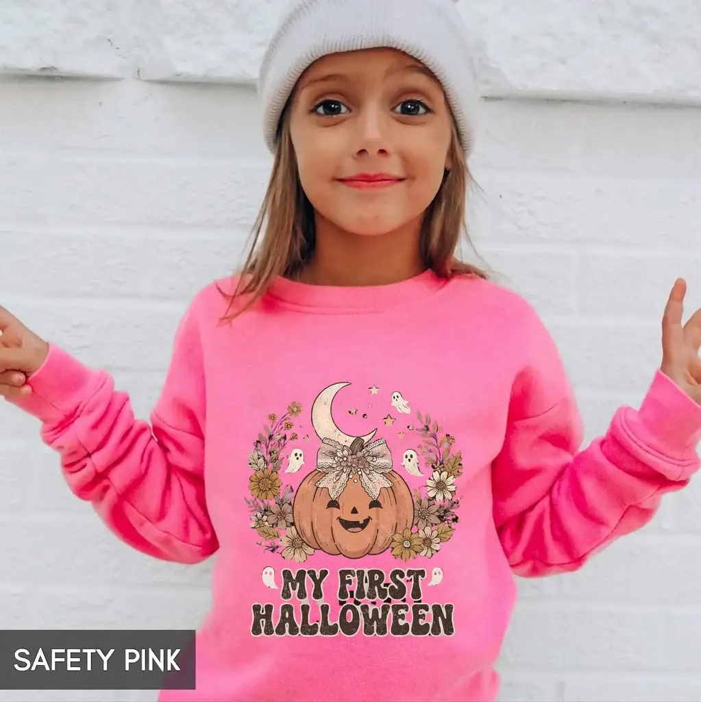 My First Halloween Shirt, Retro Boho Pumpkin Tee, Cute Baby Spooky Season Tshirt, Floral Ghost Toddler Outfit, Autumn Baby Shower Gift