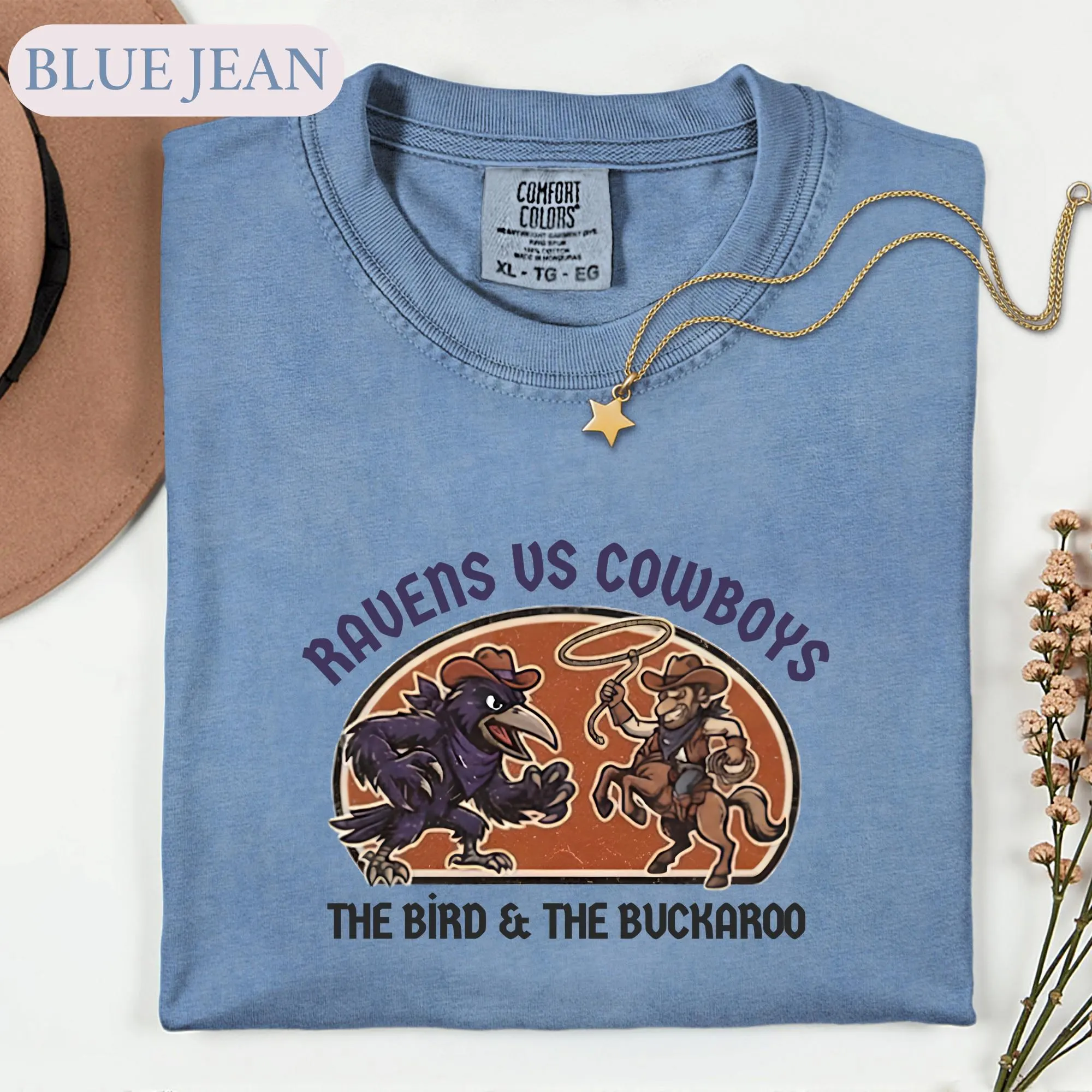 Ravens vs Cowboys Shirt, Funny Football Rivalry Tee, Western Game Day Graphic Tshirt, Retro Sports Fan Top, Vintage Buckaroo Gift