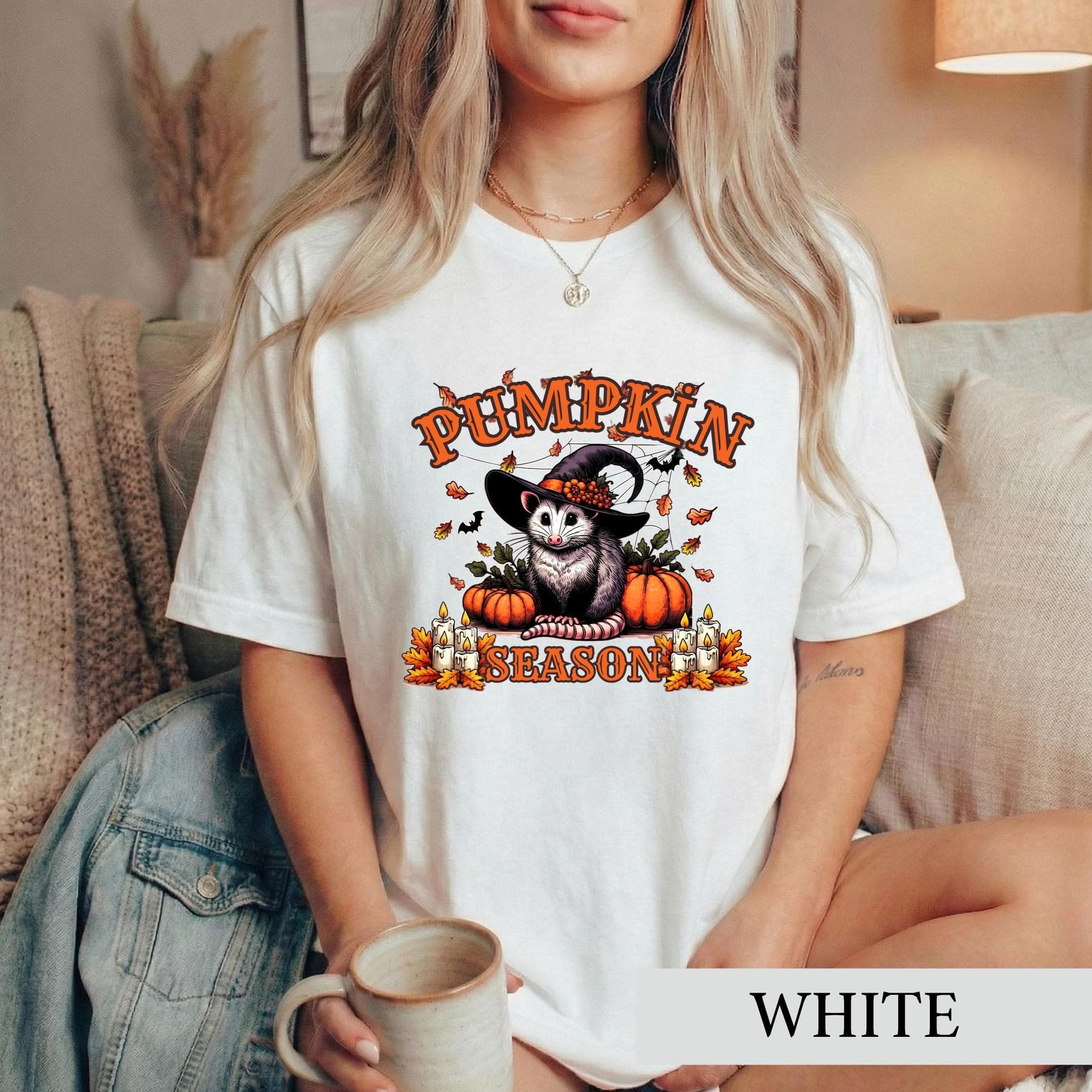 Witch Opossum Halloween Shirt, Pumpkin Season Fall Graphic Tee, Spooky Possum Tshirt, Autumn Wildlife Lover Gift, Witchy Animal Top