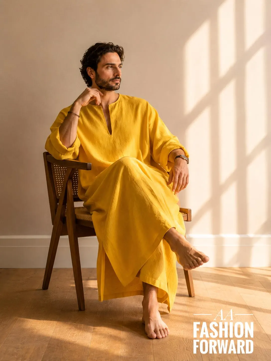 Men's Linen Kaftan Robe | Boho Loungewear - image 4