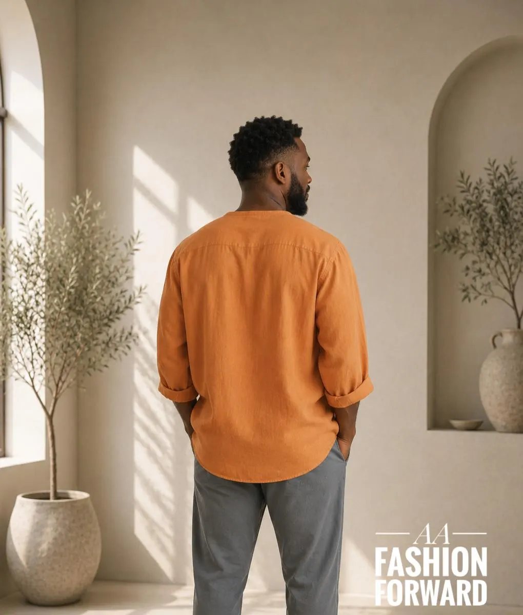 Men's Linen Tunic Shirt | Lightweighgt Loungewear short kurta - image 3
