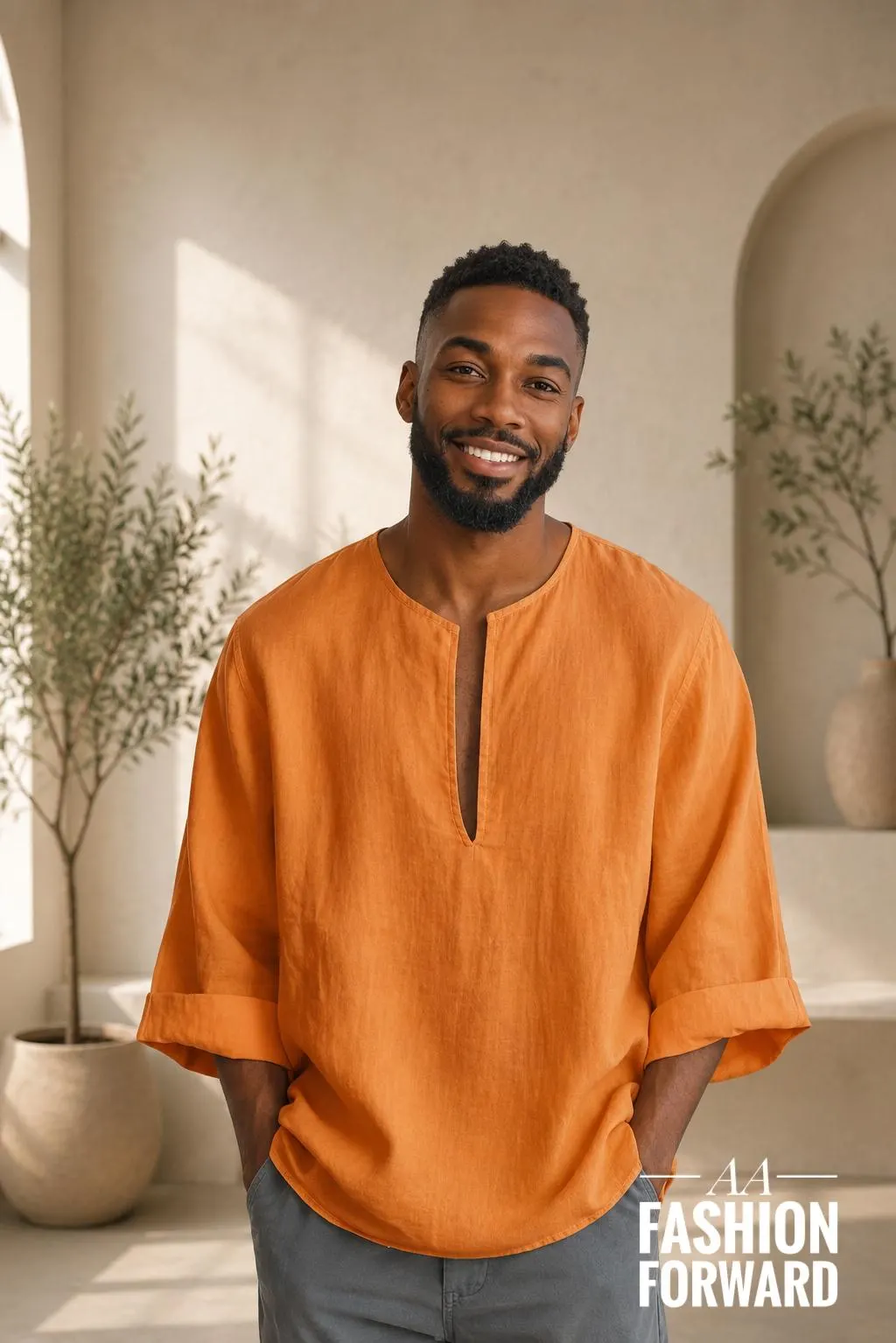 Men's Linen Tunic Shirt | Lightweighgt Loungewear short kurta