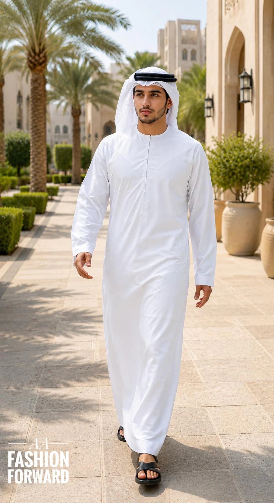 Men's White Arabic Kaftan - Minimalist Muslim Thobe, Islamic Jubba for Ramadan EID