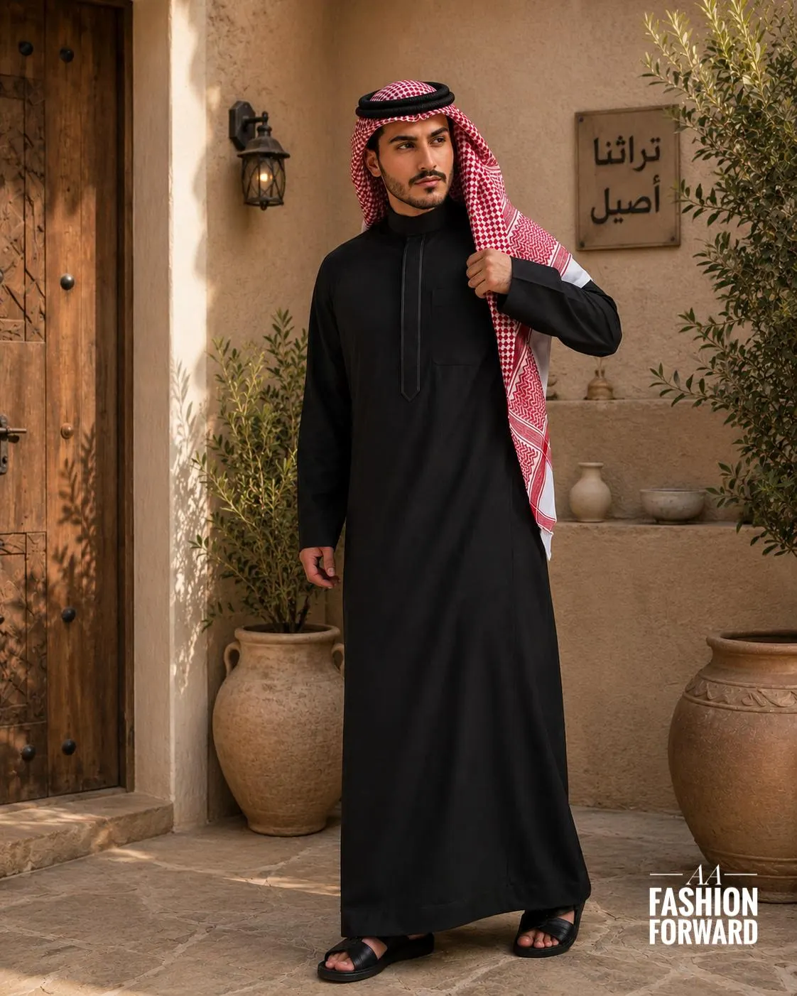 Black Men's Thobe | Islamic Jubba | Long Sleeve Arab Dishdasha | Custom Made