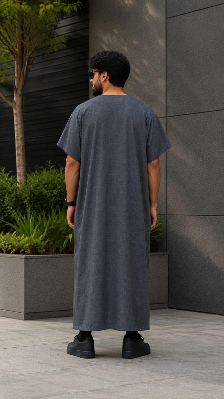 Men's Grey Linen Kaftan Tunic, Thobe Style Relaxed Summer Resort Wear - image 5