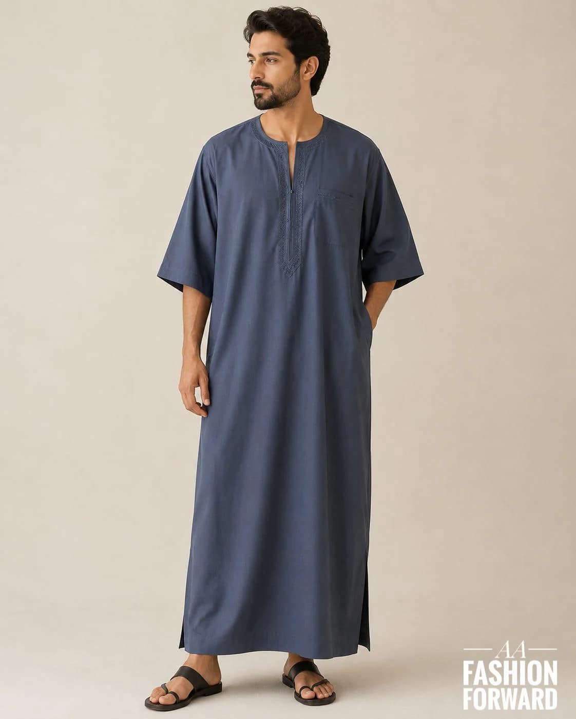 Men's Moroccan Kaftan Thobe | Islamic Jubba Robe | Arabic Gandoura | Modest Muslim Abaya | Traditional Kaftan