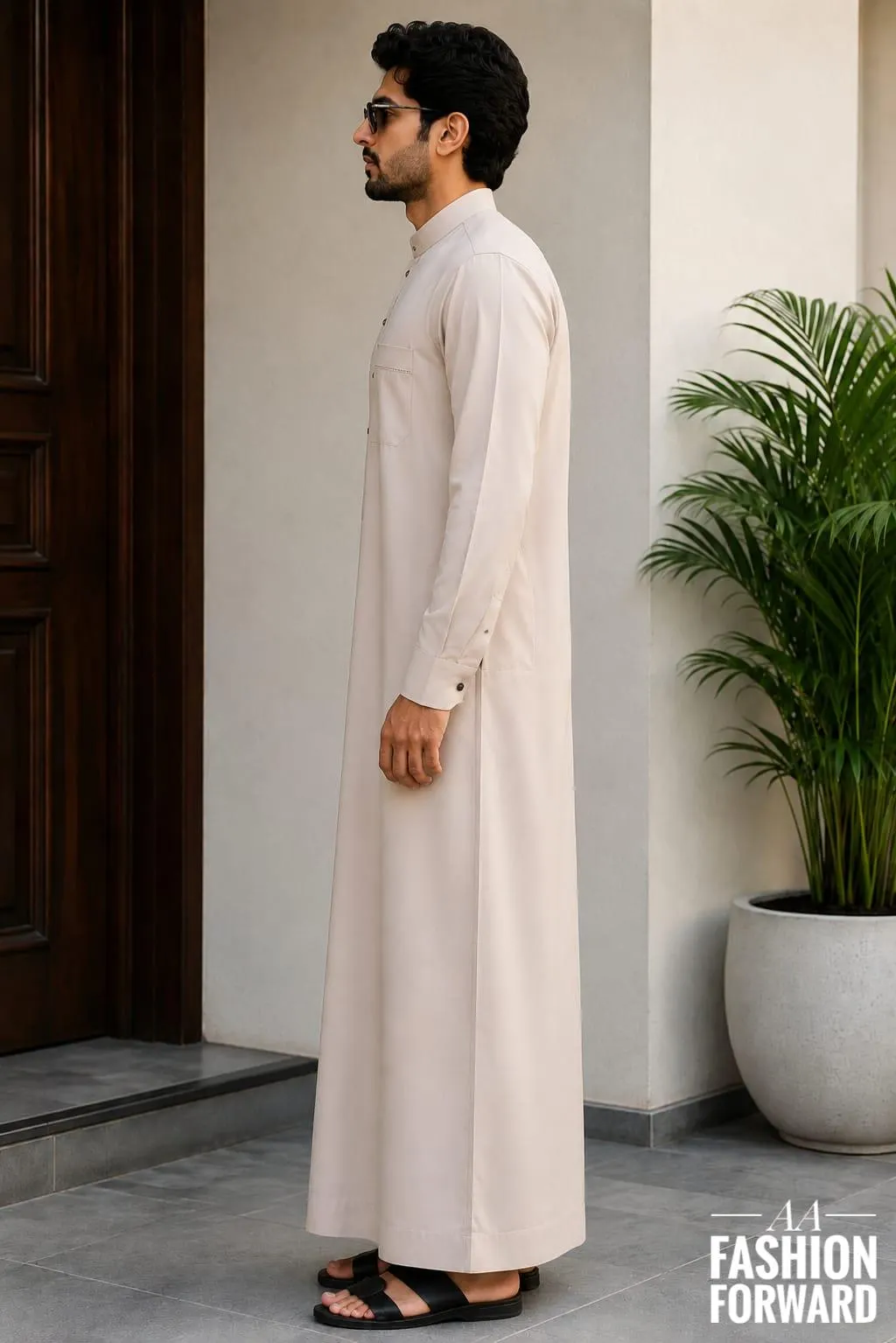 Men's Emirati Thobe, Islamic Robe, Modern Kandura, Eid Jubba,  Arabic Caftan - image 4