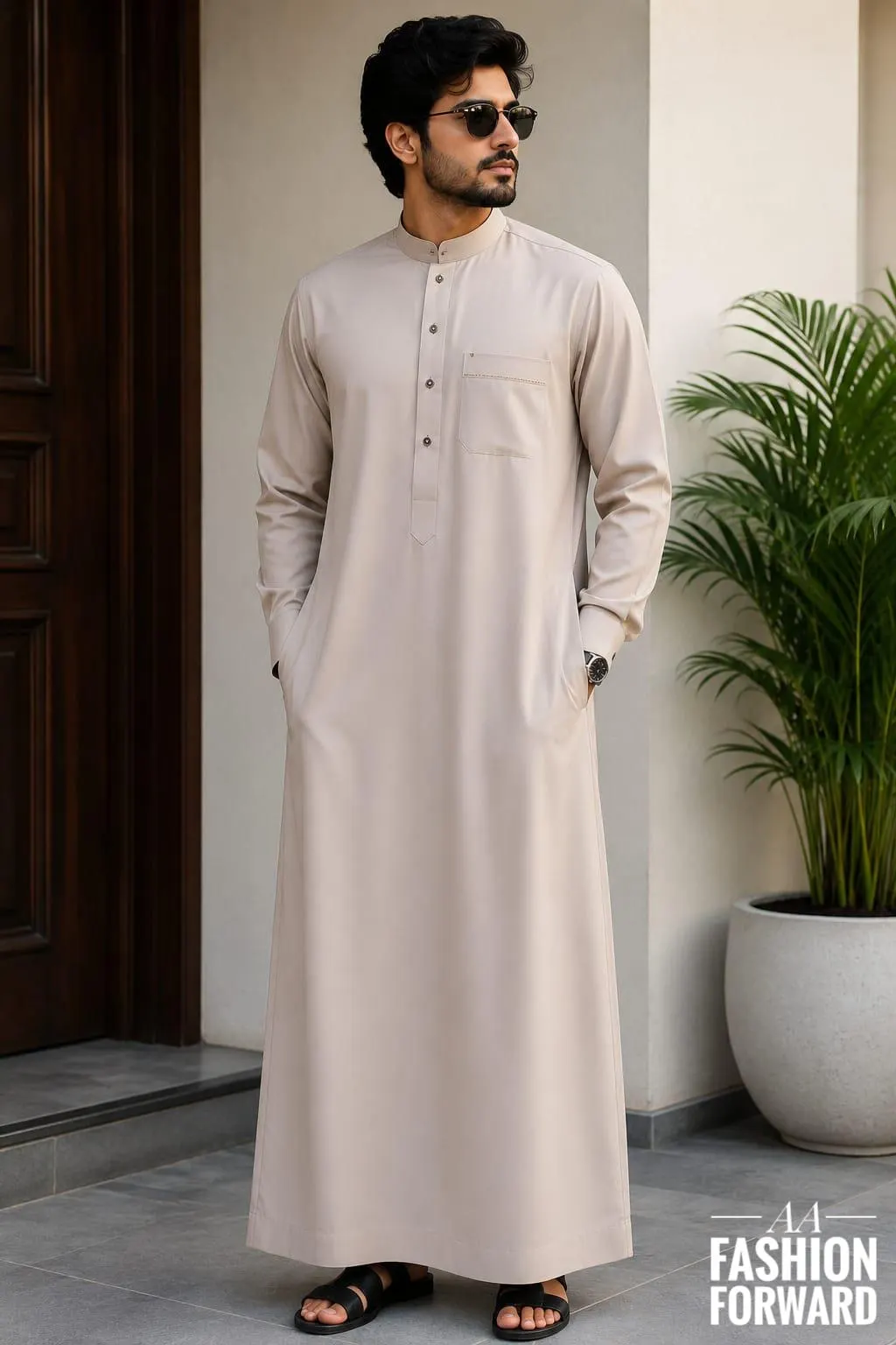 Men's Emirati Thobe, Islamic Robe, Modern Kandura, Eid Jubba,  Arabic Caftan
