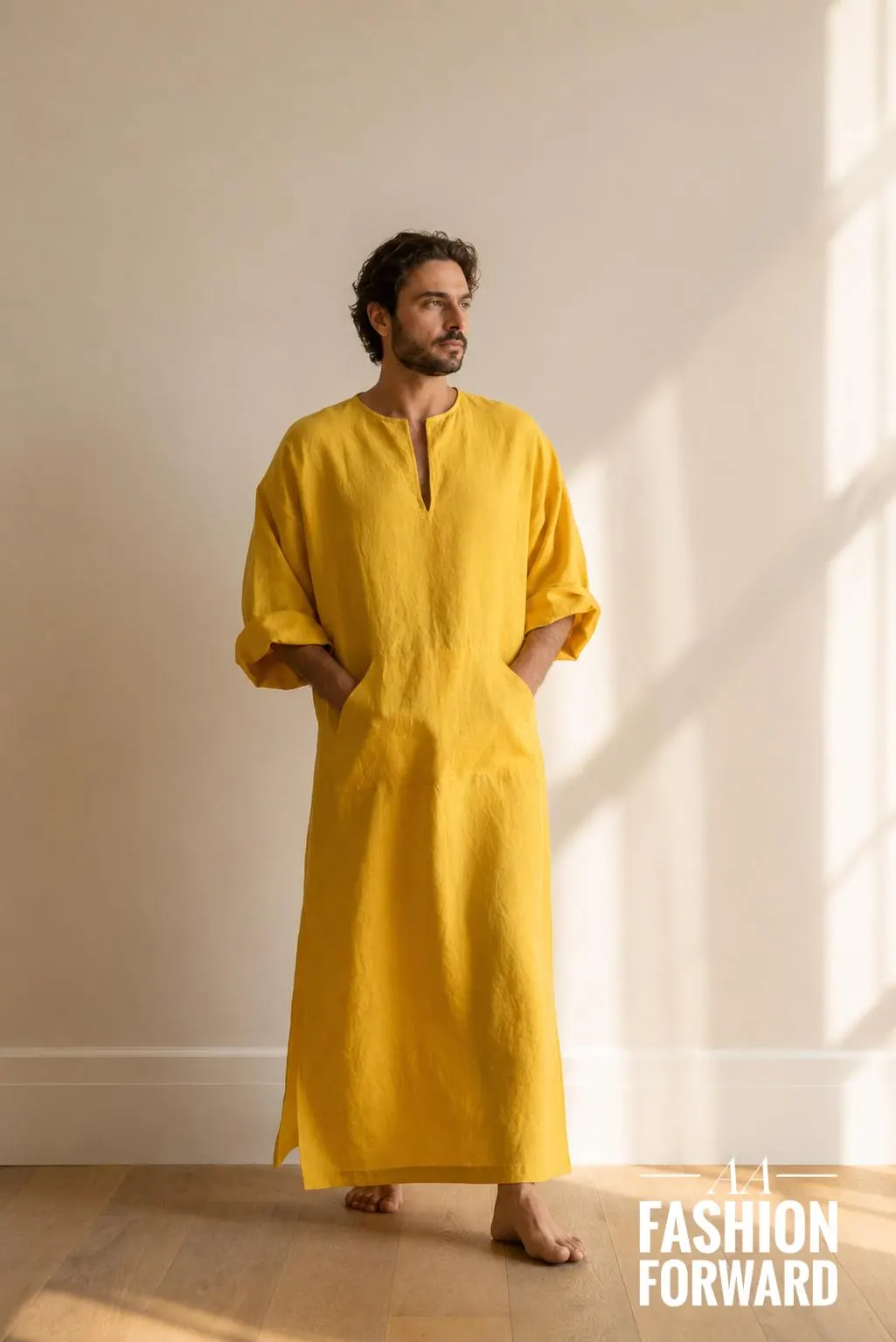 Men's Linen Kaftan Robe | Boho Loungewear