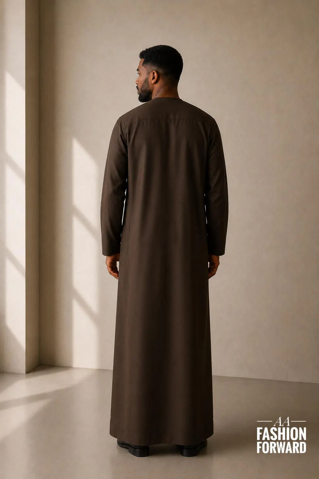 Men's Chocolate Brown Thobe | Minimalist Islamic Robe, Emirati Style Jubba - image 5