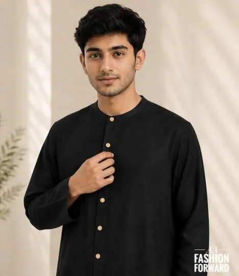 Men's Black Thobe | Islamic Long Jubba For Men | Arabic Caftan | Gift For Him - image 4