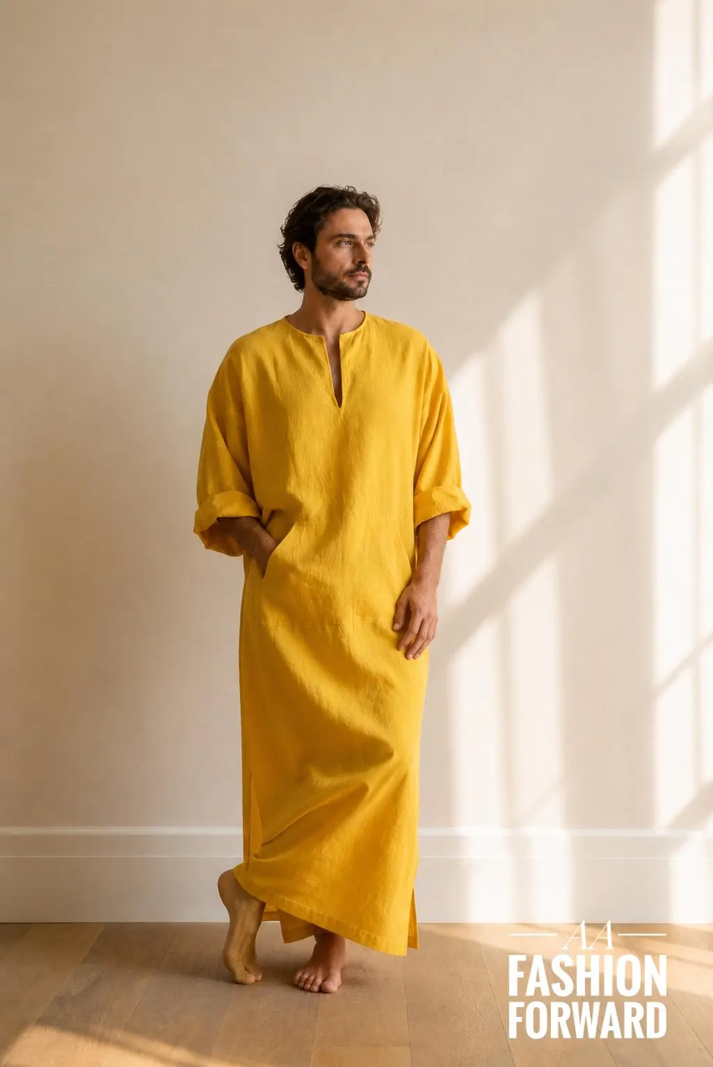 Men's Linen Kaftan Robe | Boho Loungewear - image 3