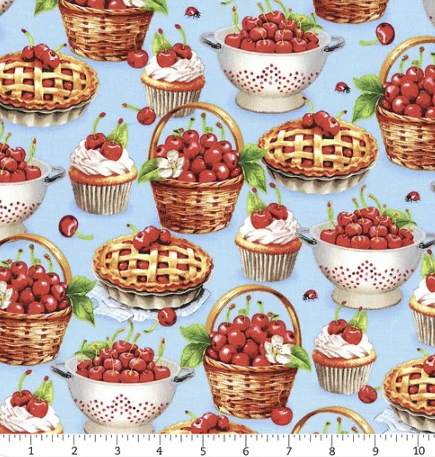 Wilmington Prints SWEET CHERRY Cherry Treats All Over Blue - image 3