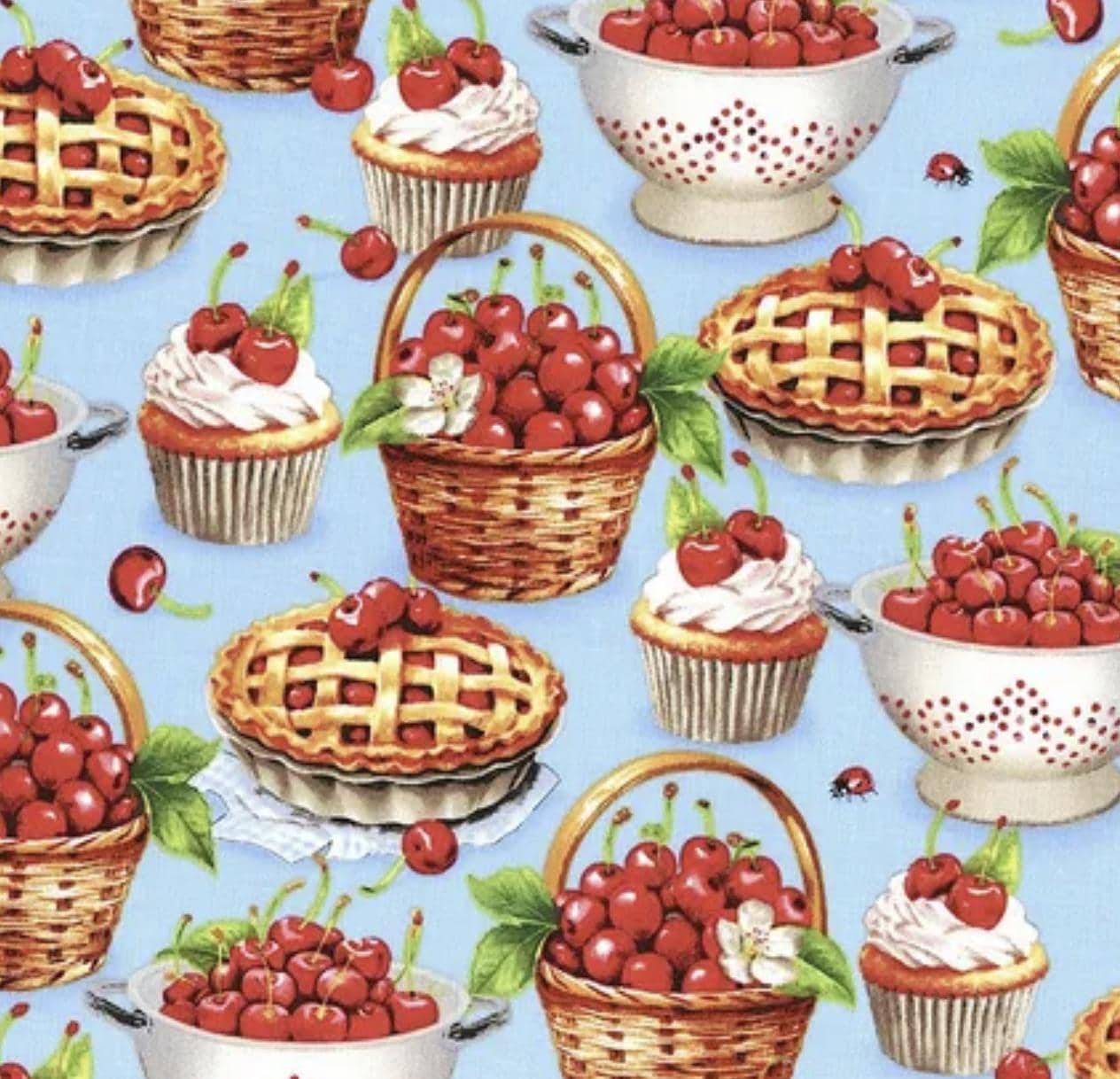 Wilmington Prints SWEET CHERRY Cherry Treats All Over Blue