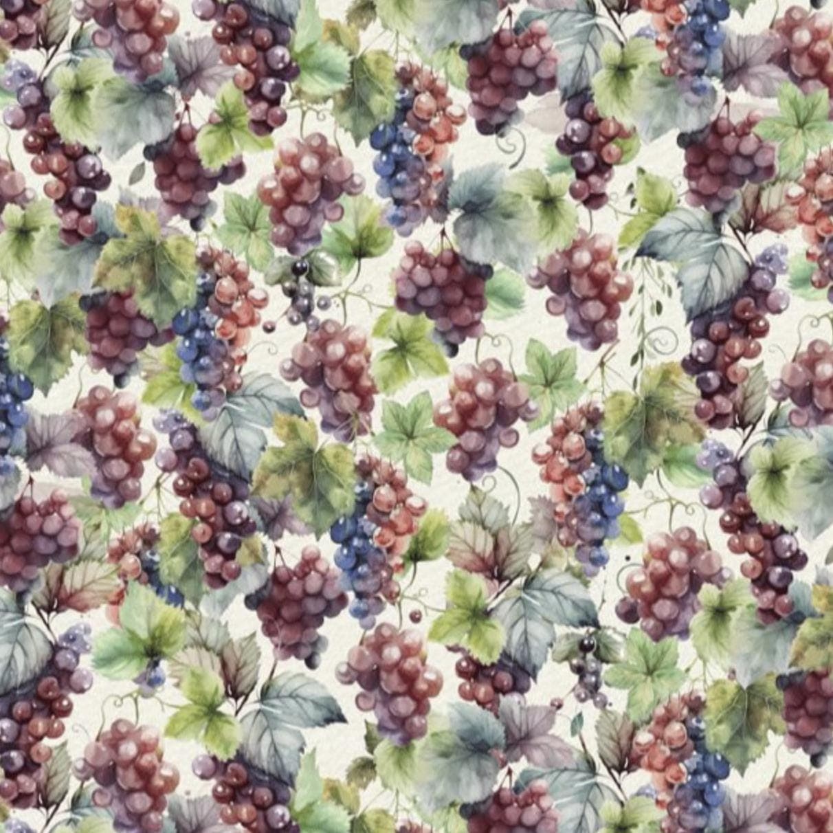 Timeless Treasures WINE TASTING Grapes With Leaves Cream - image 3