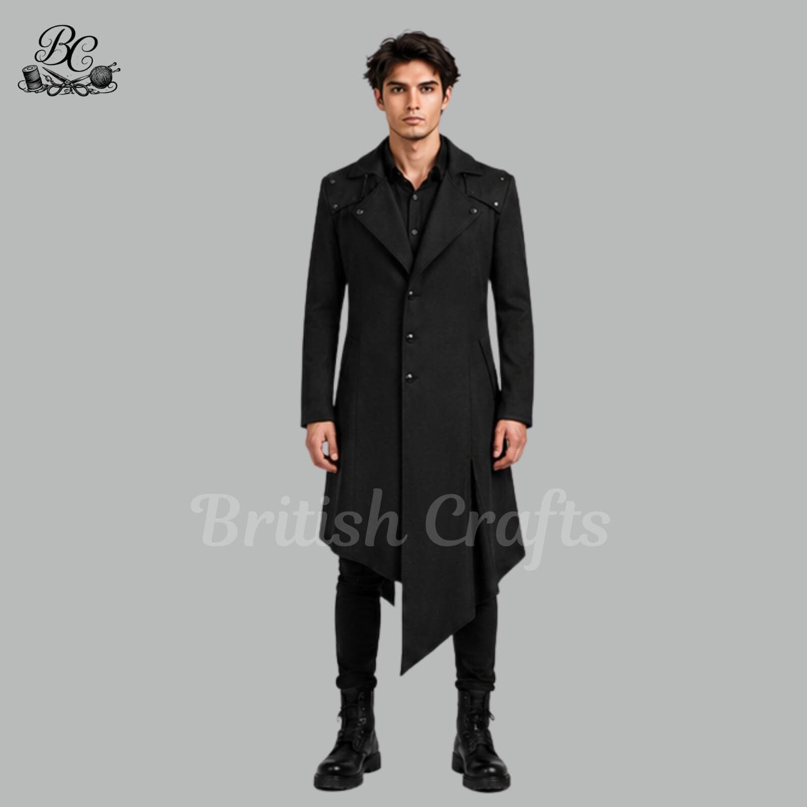 Black Avant Garde Coat Men, Gothic Long Tail Jacket Futuristic Dark Fashion Outerwear, Alternative Style Coat, Gothic outfit, Victorian Suit