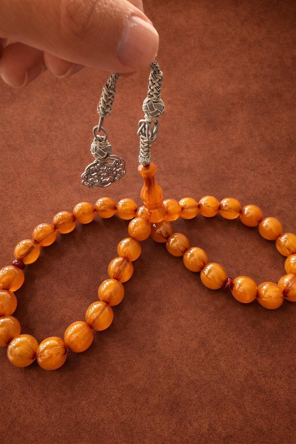 Sikma Prayer Beads – 10mm Helix Pattern, 1000 Silver Kazaz Tassel - image 4