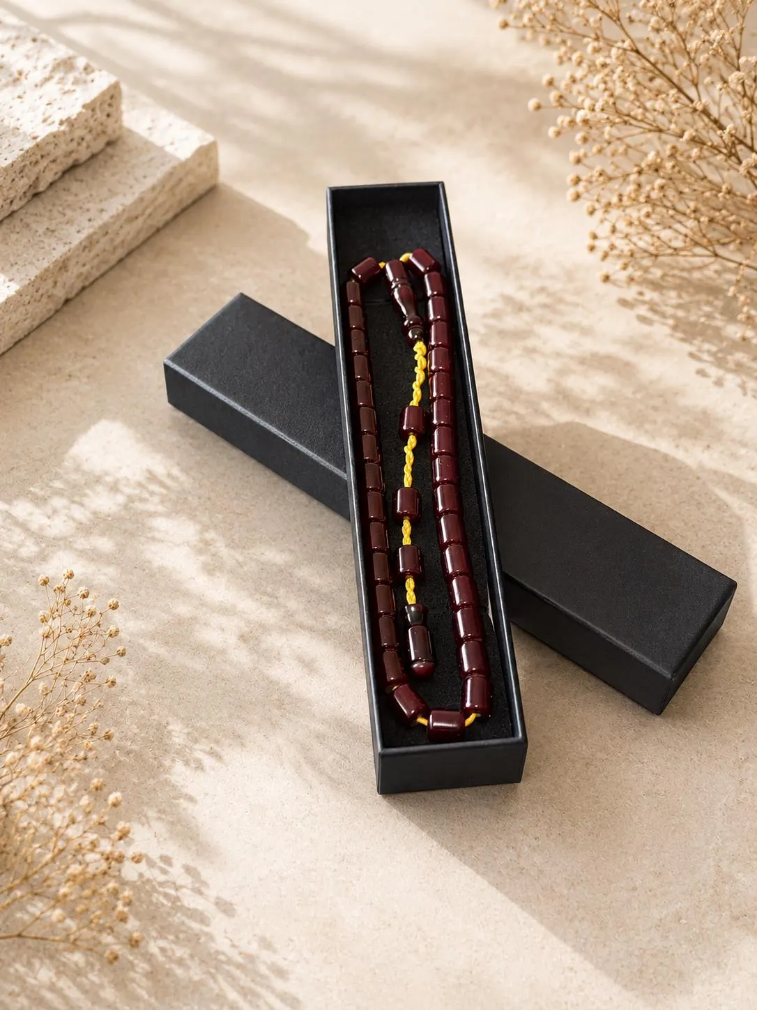 Pressed Amber Barrel Cut Prayer Beads: Master Crafted Tesbih 6x8mm - image 5