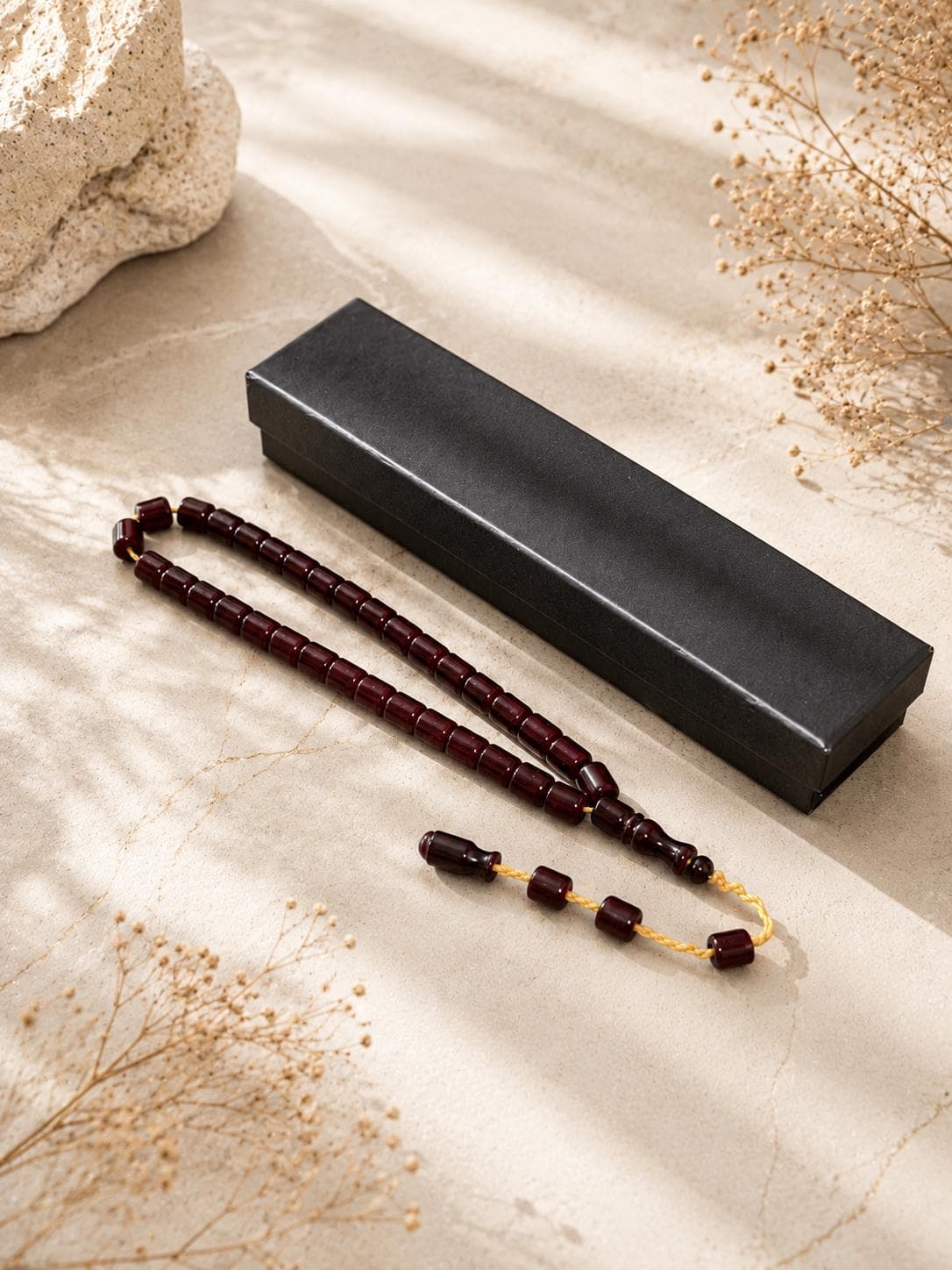 Pressed Amber Barrel Cut Prayer Beads: Master Crafted Tesbih 6x8mm