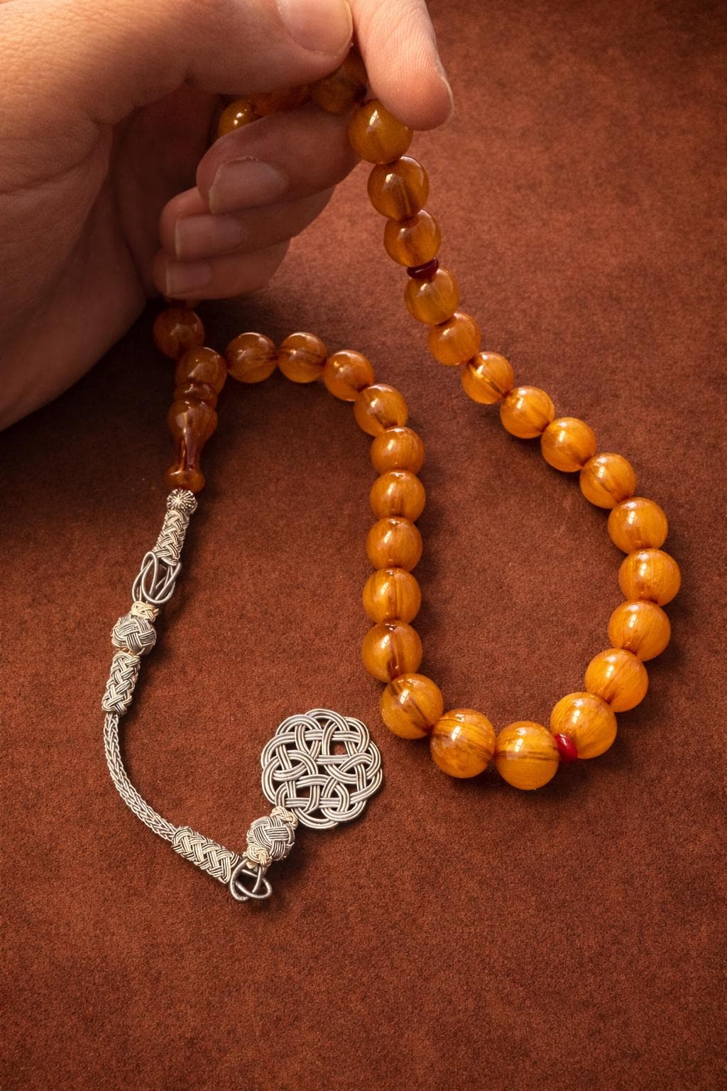 Sikma Prayer Beads – 10mm Helix Pattern, 1000 Silver Kazaz Tassel - image 2