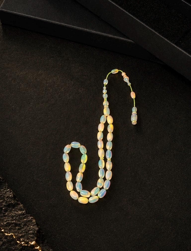 Opal Prayer Beads – Oval Iridescent Tesbih, Master Craftsmanship - image 5