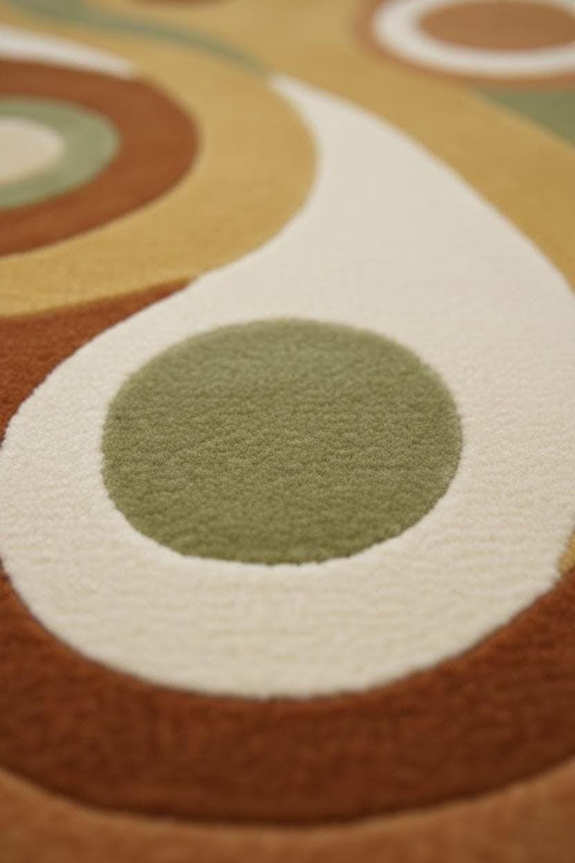 Abstract Organic Shape Rug, Modern Retro Wavy Carpet, Hand Tufted Living Room Decor - image 3