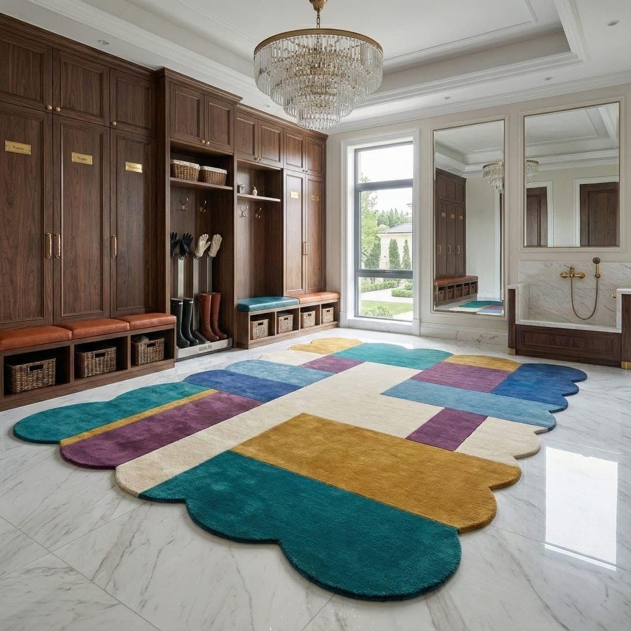 Colorful Abstract Geometric Tufted Rug, Modern Luxury Living Room Carpet - image 4