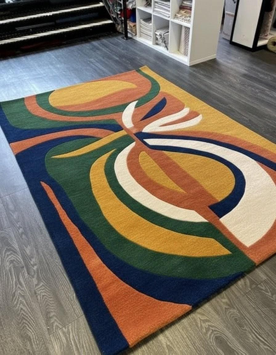 Modern Abstract Geometric Area Rug, Mid Century Carpet, Colorful Living Room Floor Rug - image 3