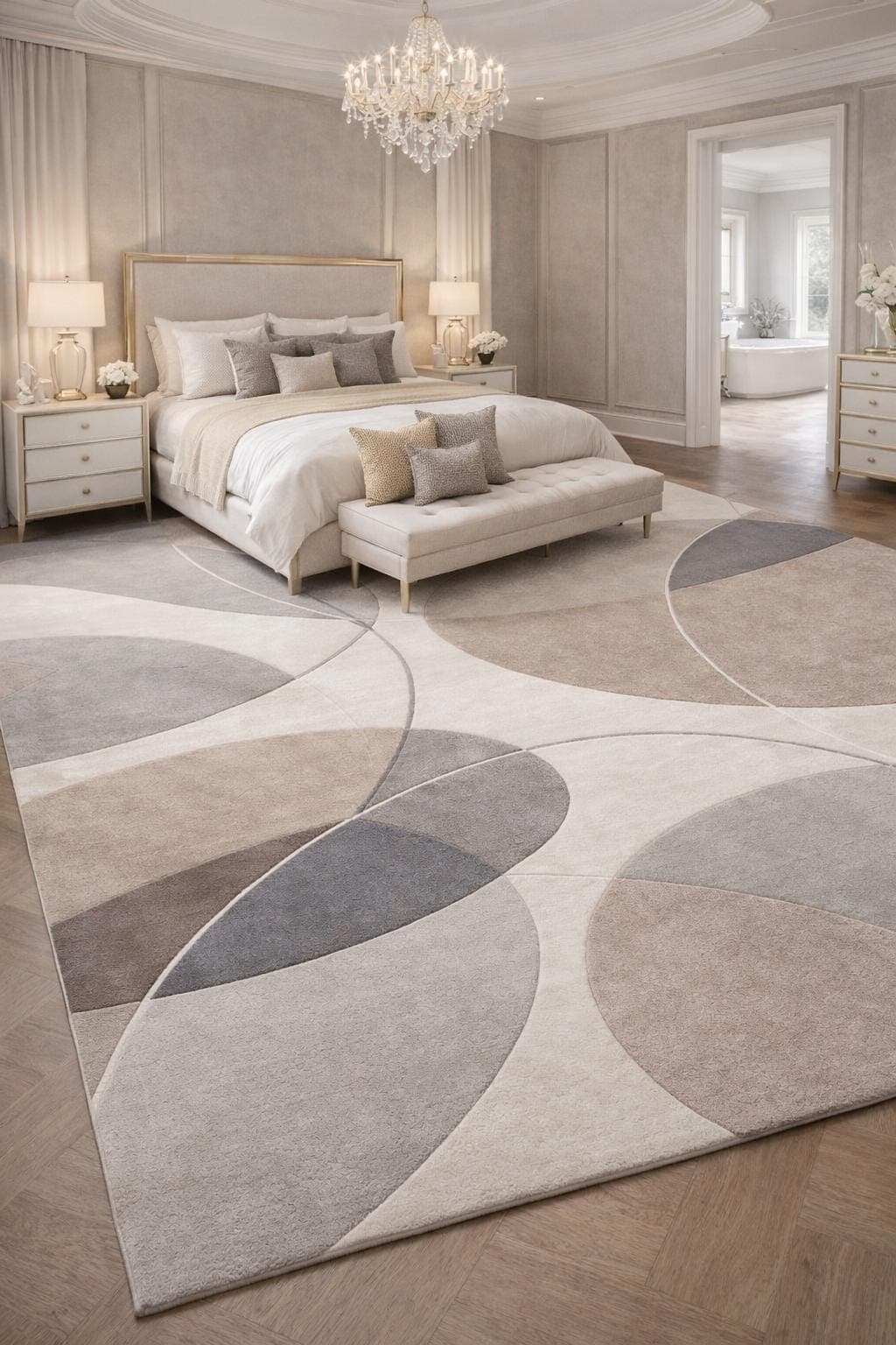 Modern Abstract Area Rug: Neutral Geometric Carpet for Living Room - image 3