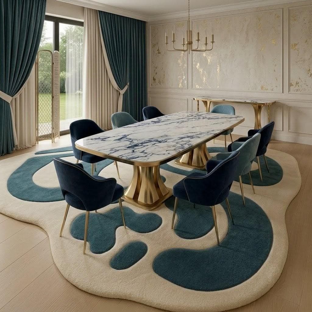 Modern Abstract Irregular Area Rug, Designer Statement Floor Carpet - image 4