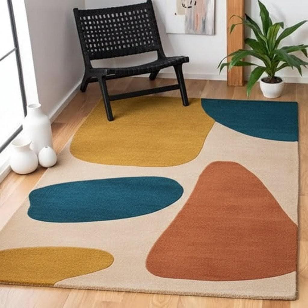 Modern Abstract Area Rug, Color Block Geometric Carpet, Scandinavian Minimalist Floor Mat - image 5