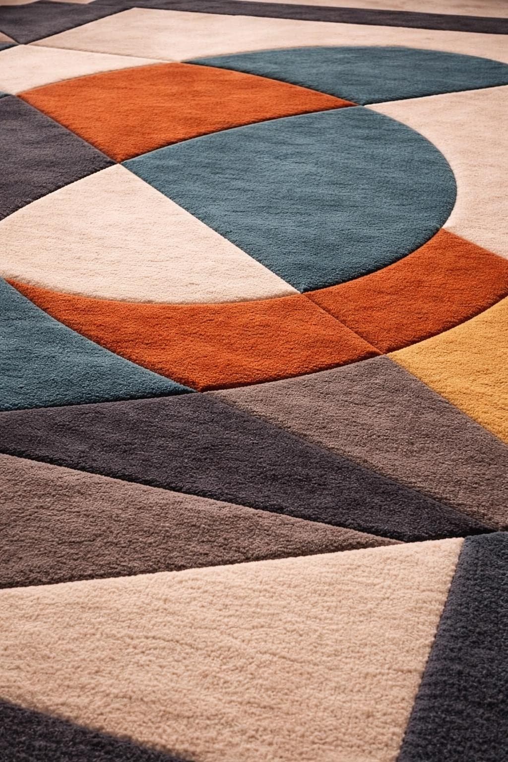 Geometric Area Rug, Teal Rust Mustard Abstract Carpet, Boho Living Room Floor Rug - image 5