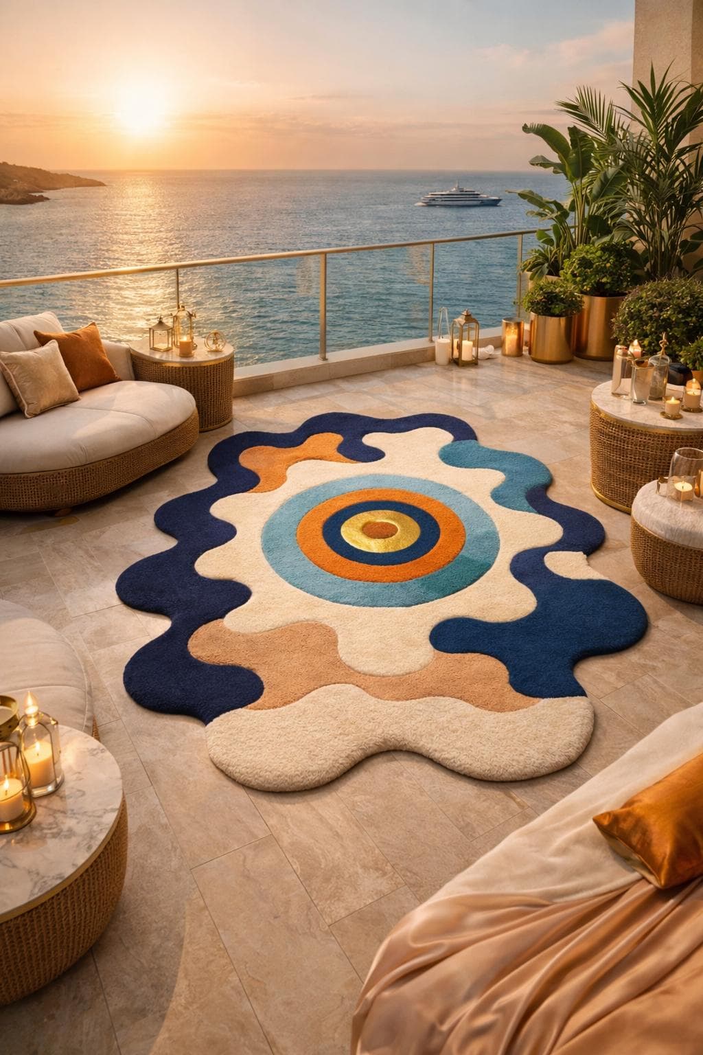 Abstract Tufted Rug: Modern Irregular Shape Carpet for Living Room, Bedroom Decor