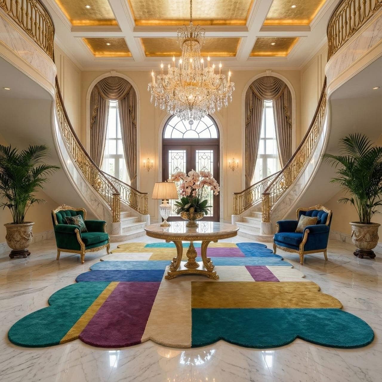 Colorful Abstract Geometric Tufted Rug, Modern Luxury Living Room Carpet - image 5