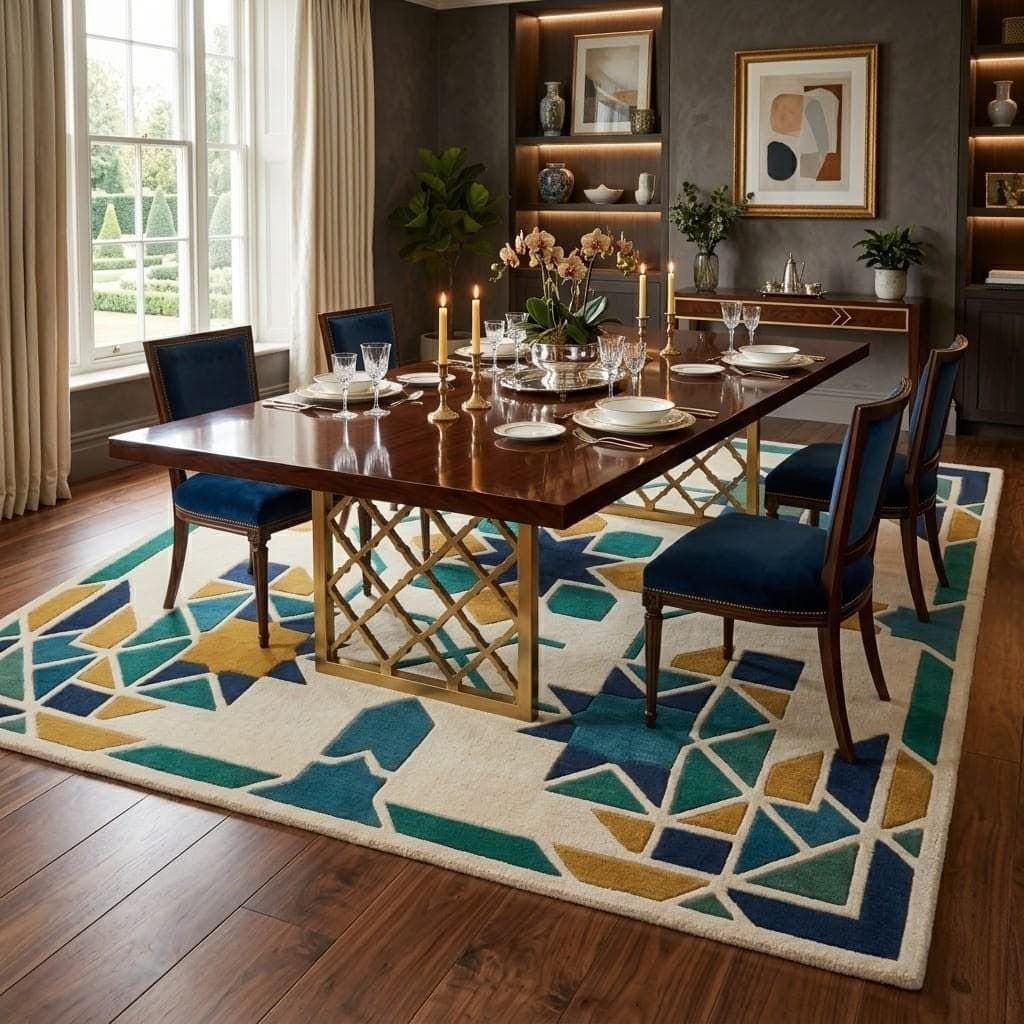 Geometric Moroccan Style Area Rug, Boho Abstract Living Room Carpet - image 4