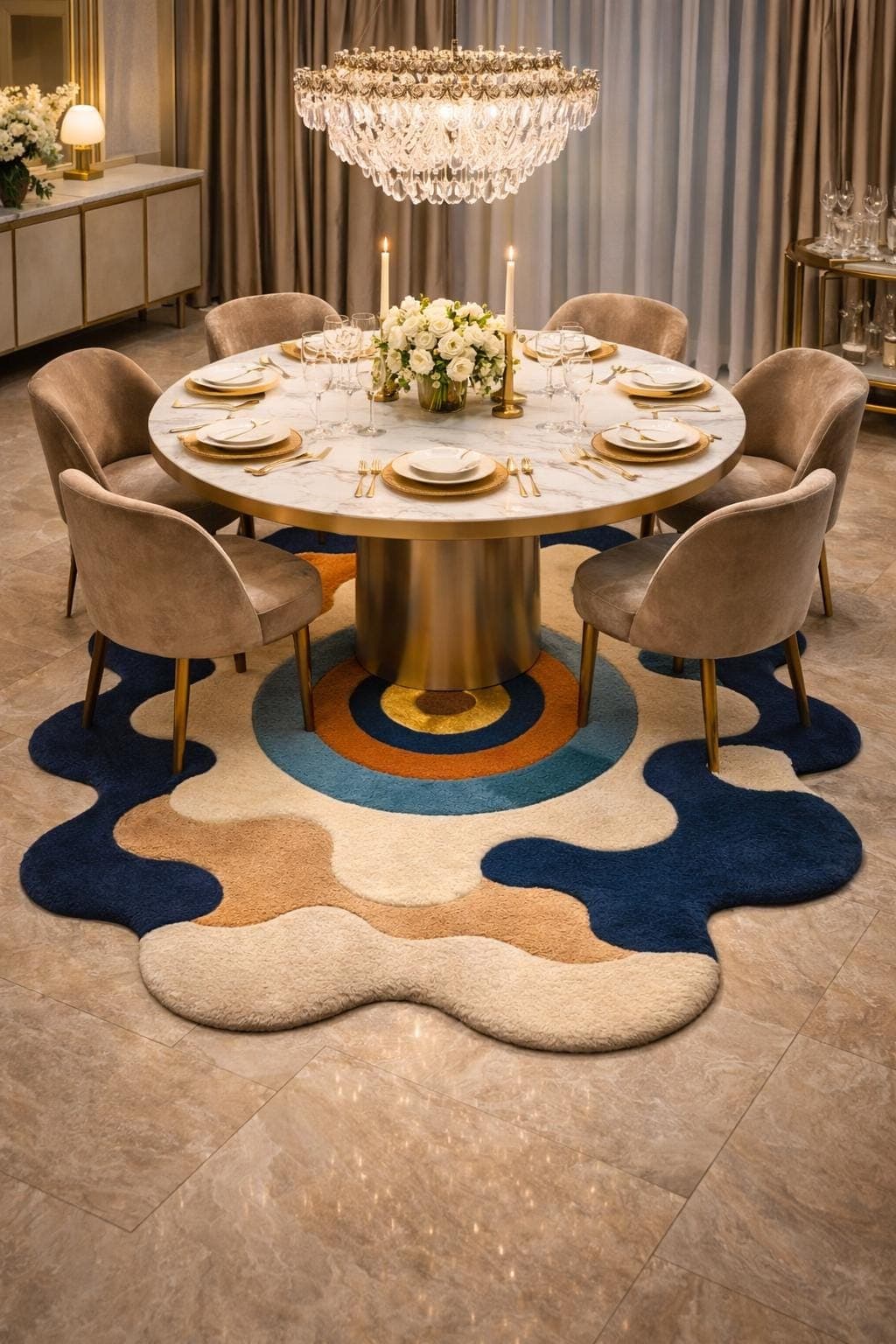 Abstract Tufted Rug: Modern Irregular Shape Carpet for Living Room, Bedroom Decor - image 5