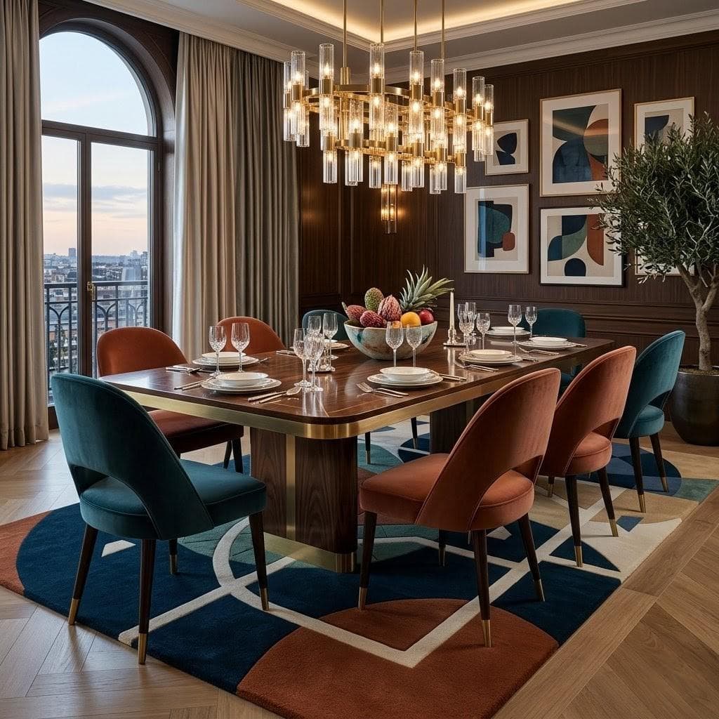Modern Geometric Area Rug, Abstract Luxury Carpet, Contemporary Living Room Floor Rug - image 4