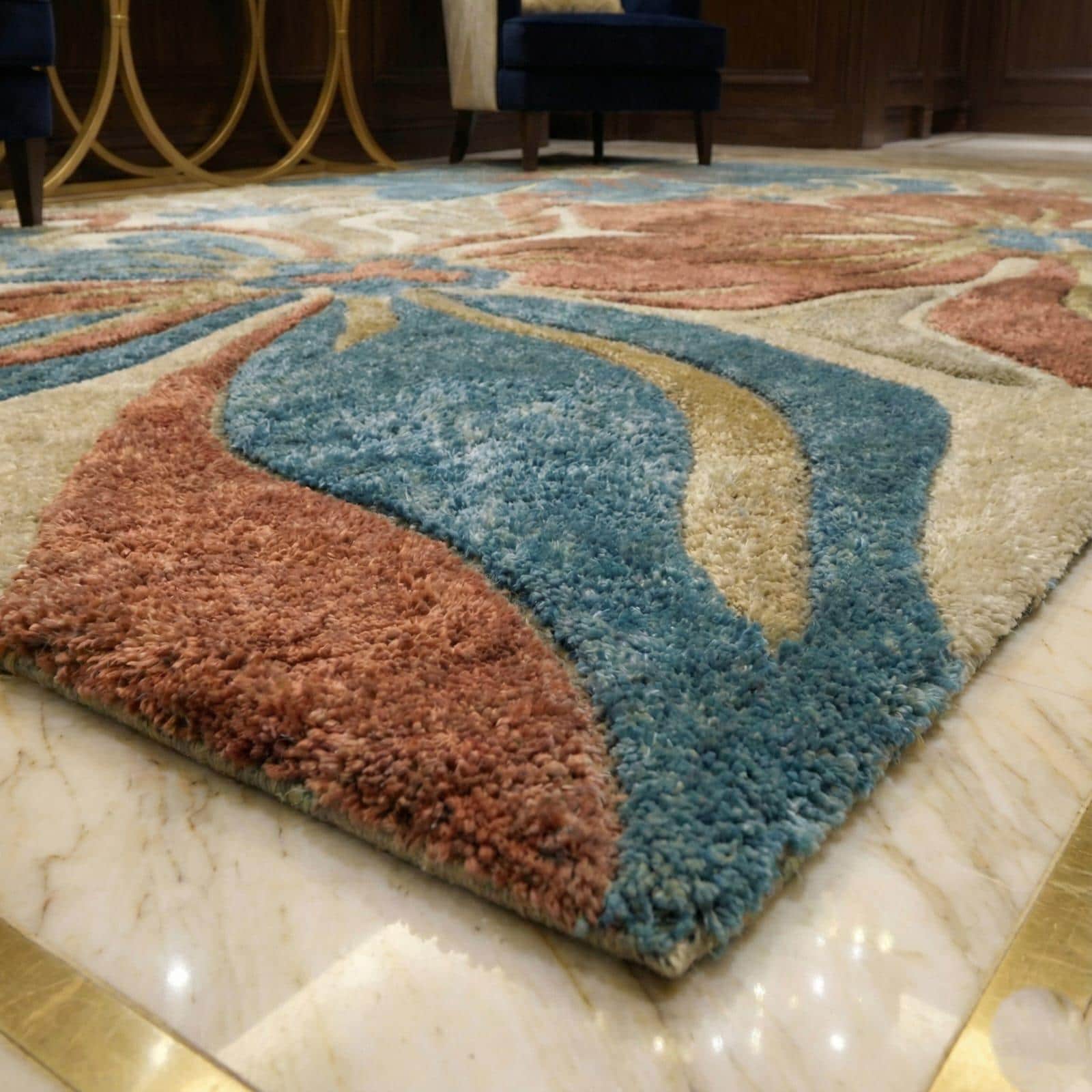 Hand Tufted Floral Area Rug, Plush Living Room Carpet, Designer Flower Pattern - image 5