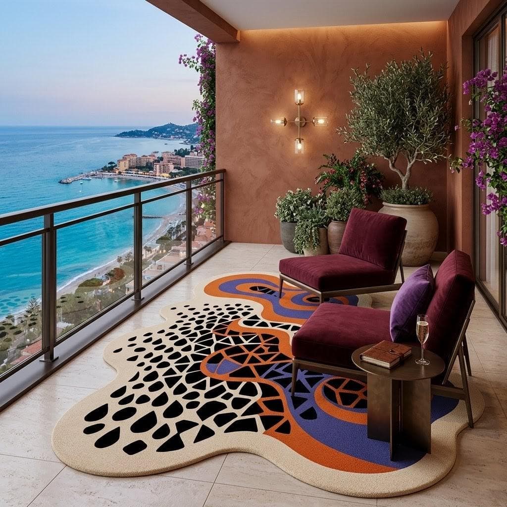 Abstract Irregular Shape Rug, Modern Artistic Floor Decor, Designer Living Room Carpet - image 4