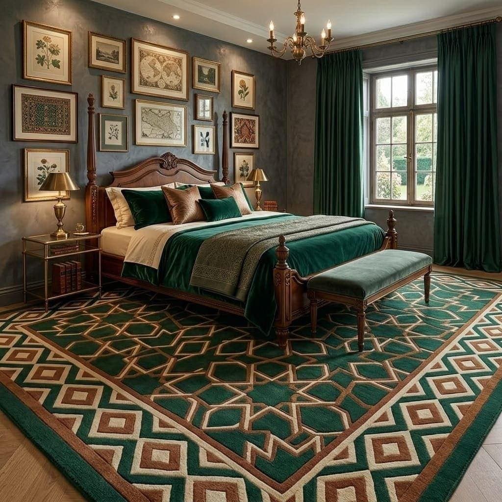 Green Geometric Moroccan Area Rug, Modern Kids Room Carpet, Boho Nursery Decor - image 4