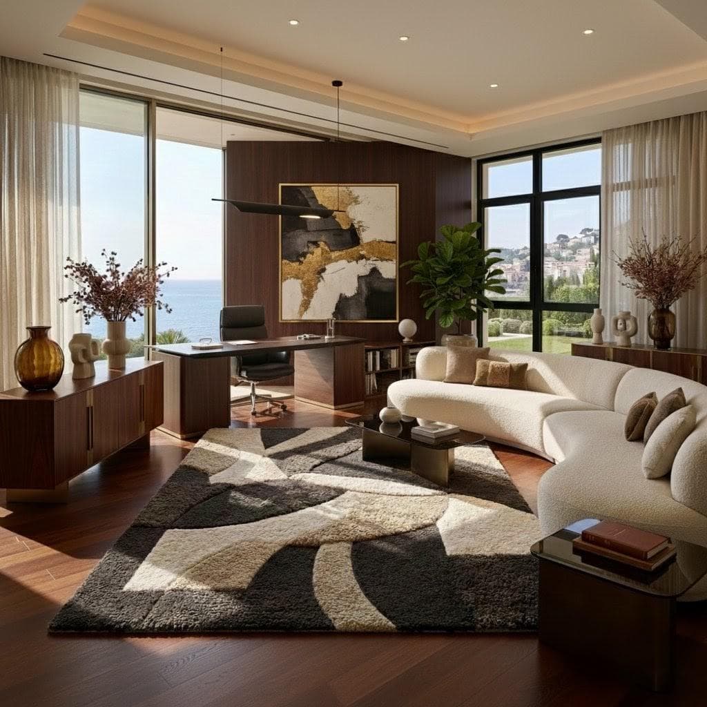 Modern Coastal Living Room Art Print, Ocean View Interior Wall Decor - image 4