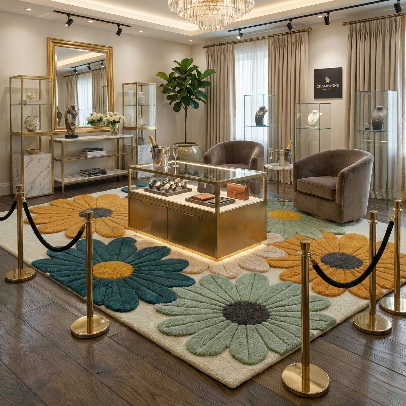 Hand-Tufted Daisy Flower Rug, Boho Floral Wool Carpet, Soft Living Room Bedroom Decor - image 5