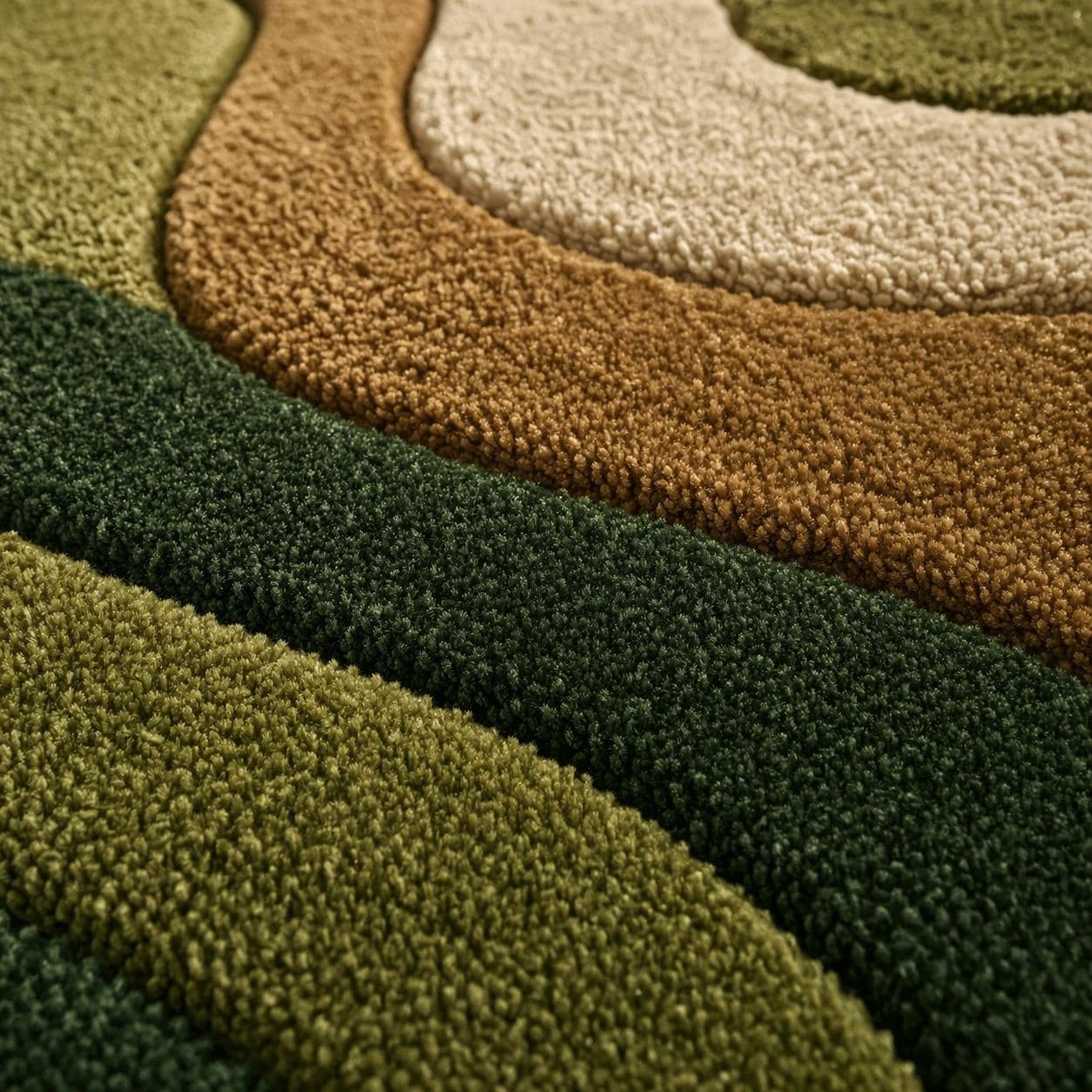 Abstract Wavy Area Rug, Green Gold Modern Designer Carpet, Living Room Statement Floor Rug - image 5