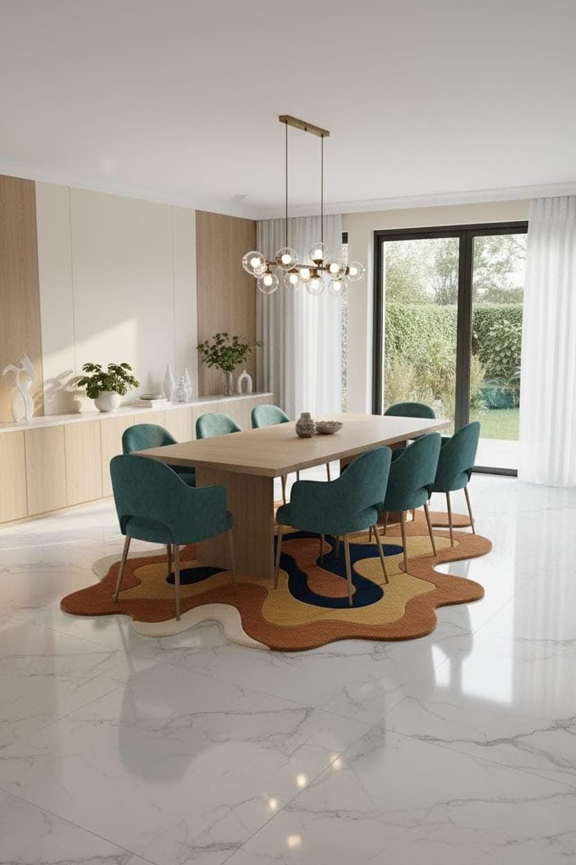 Abstract Irregular Shape Tufted Area Rug, Artistic Living Room Carpet - image 5