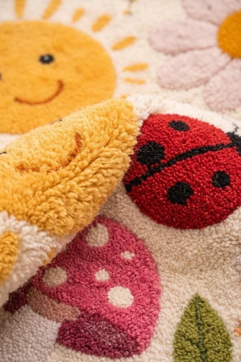Floral Mushroom Rug, Soft Tufted Carpet for Nursery Playroom, Kids Room Decor - image 3