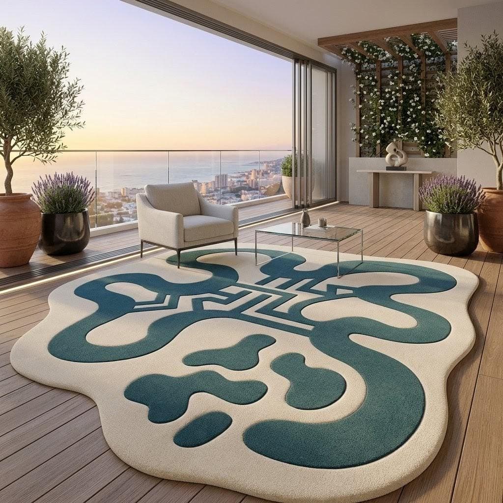 Modern Abstract Irregular Area Rug, Designer Statement Floor Carpet - image 5